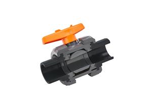 Kugelhahn S6 2W DN40 PVC grau PE Schweißstutzen d50 metrisch PN16 EPDM PE