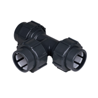 Übergangs T-Stück FlexFit 90° PVC grau Klemm - Klemm d 50-63-50 PN4