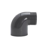 Winkel 90° PVC grau Klebemuffe-Außengewinde 50-1 1/2" BSP PN10