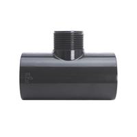 T-Stück 90° reduziert PVC grau Klebemuffe-Außengewinde 50-G=1 1/2" BSP PN10
