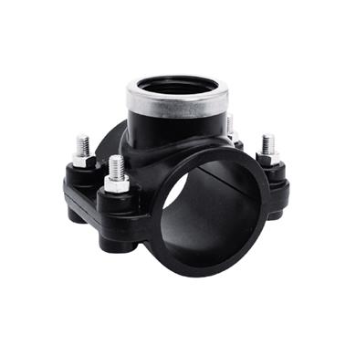 Anbohrschelle type "A" verstärkt PP schwarz Innengewinde 50 - 1/2"