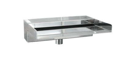 AQA Wasserfall 500mm Edelstahl (316L) rechteckig mit Überlauf zur Wandmontage