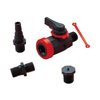 Laborkugelhahn DN6 PVC grau Innengewinde-Außengewinde 1/4" - 1/4" BSP PN10 EPDM PTFE ohne Zubehörset