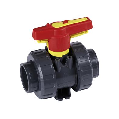 Kugelhahn M1 2W DN50 PVC grau PVCu Klebemuffe d63 metrisch PN16 EPDM PTFE