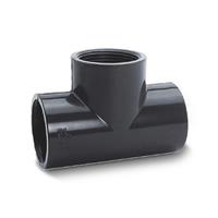 T-Stück 90° verstärkt PVC grau Klebemuffe-Innengewinde 63-2" BSP PN16
