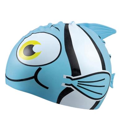 Badekappe Kinder Silikon Fisch blau